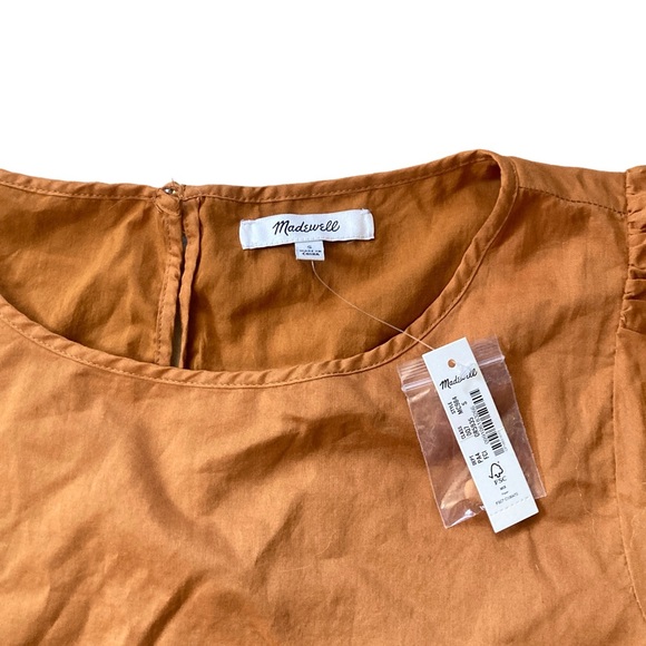 Madewell Embroidered Eyelet Puff-Sleeve Mini Dress Women’s size Small in Orange - Picture 4 of 5